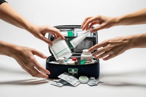 Medicamentos e materiais essenciais para primeiros socorros no domicílio
